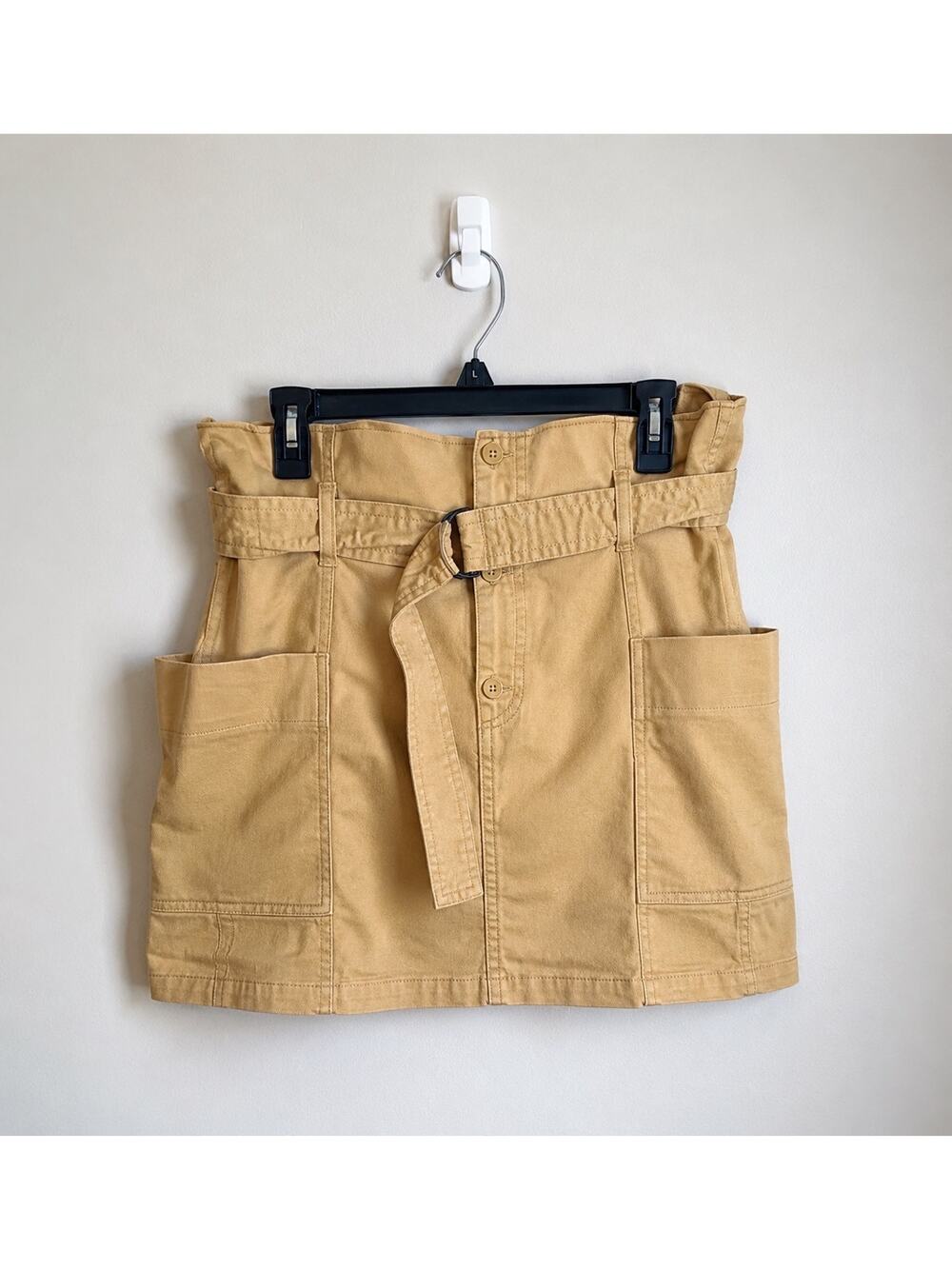 Wild Fable Tan Paperbag Waist Utility Mini Skirt Size Large